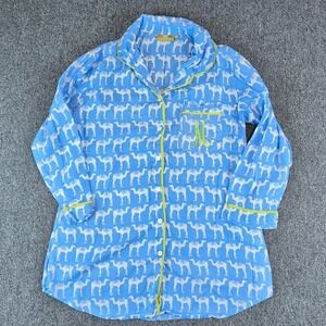 Rock Flower Paper Boho Camel Print Sleep Shirt Womens M Preppy Blue Night Wear